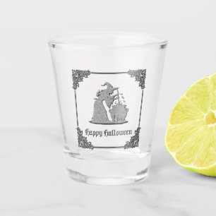 Verre A Shot Sorcière en argent et Halloween Cauldron