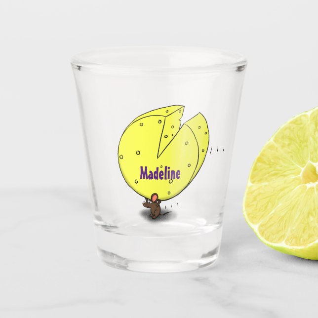 Verre A Shot Souris mignonne avec dessin animé au fromage (Devant)