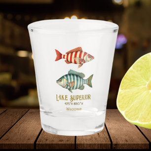 Verre A Shot Souvenir du lac Supérieur Wisconsin Michigan