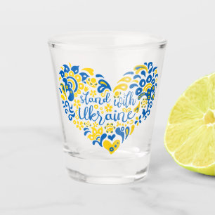 Verre A Shot Soyez avec l'Ukraine lettrage et coeur
