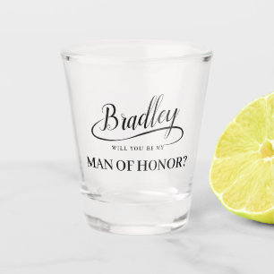 Verre A Shot Soyez mon homme d'honneur Calligraphie manuscrite
