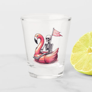 Verre A Shot Squelette Sarcastique sur Flamant rose - Séjour Sa