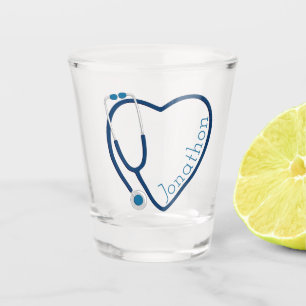 Verre A Shot Stethoscope Coeur Bleu Amusant Valentine