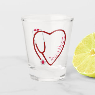 Verre A Shot Stéthoscope Cœur Rouge Amusant