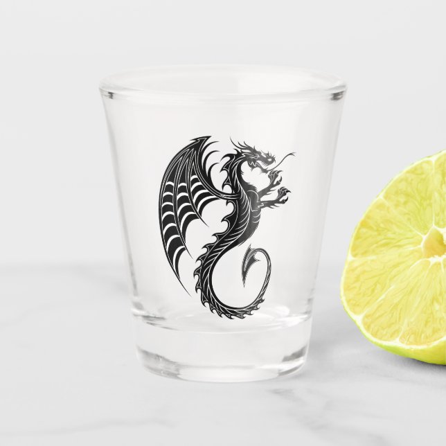 Verre A Shot Style de tatouage en forme de dragon noir (Devant)
