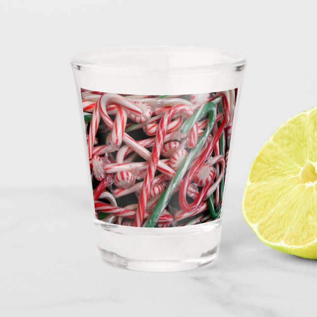 Verre A Shot Sucres de canne et menthe de Noël (Devant)