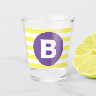 Verre A Shot Sunny Yellow Striped Purple Monogram
