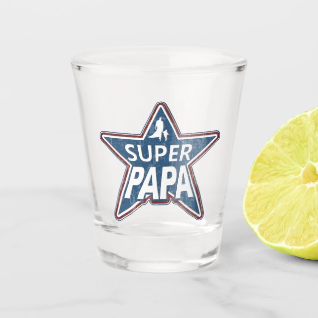 Verre A Shot Super Papa Rouge Blanc et Bleu (Devant)