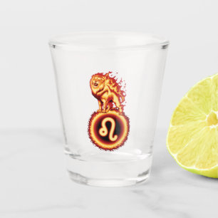 Verre A Shot Symbole Lion d'incendie - signe Léon Zodiaque