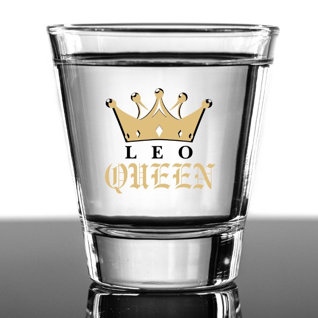 Verre A Shot Symbole or Leo Queen Zodiac Astrologie Anniversair (Gold Leo Queen Zodiac Sign Astrology Birthday Shot Glass)