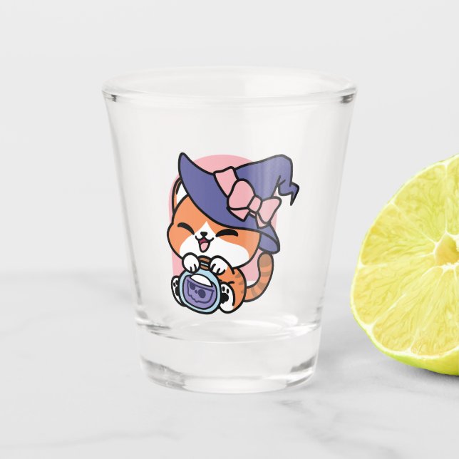 Verre A Shot Tabby Witch Brew – Cute Halloween Cat Design (Devant)
