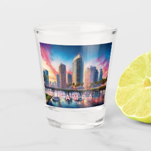 Verre A Shot Tampa Skyline Abstrait Coloré