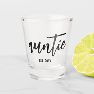 Verre A Shot Tante Est Personnalisée. Typographie de script de