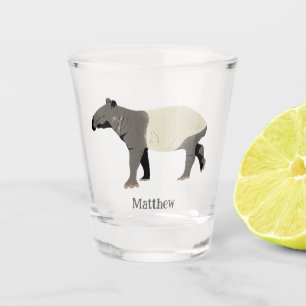 Verre A Shot Tapir malais ou asiatique illustré personnalisé