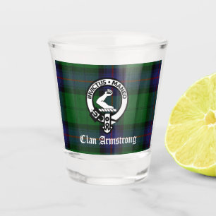 Verre A Shot Tartan et insigne de Clan Armstrong