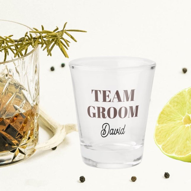 Verre A Shot Taupe Mariage Team Groom Personnalisé (In Situ)