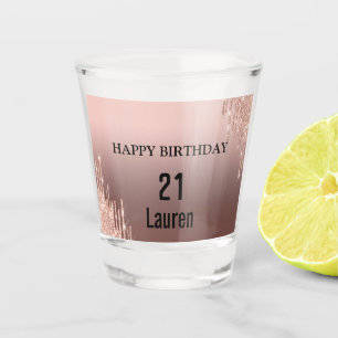 Verre A Shot Tendance Rose rose or gouttes métalliques 21e anni