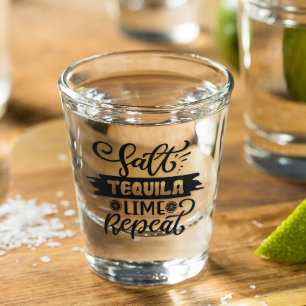 Verre A Shot Tequila au sel et citron vert, répétez