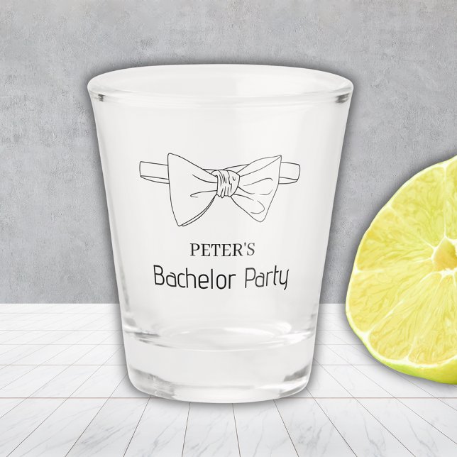 Verre A Shot Tie papillon personnalisé pour l'enterrement de vi (Custom Bow Tie Bachelor Party Shot Glass)