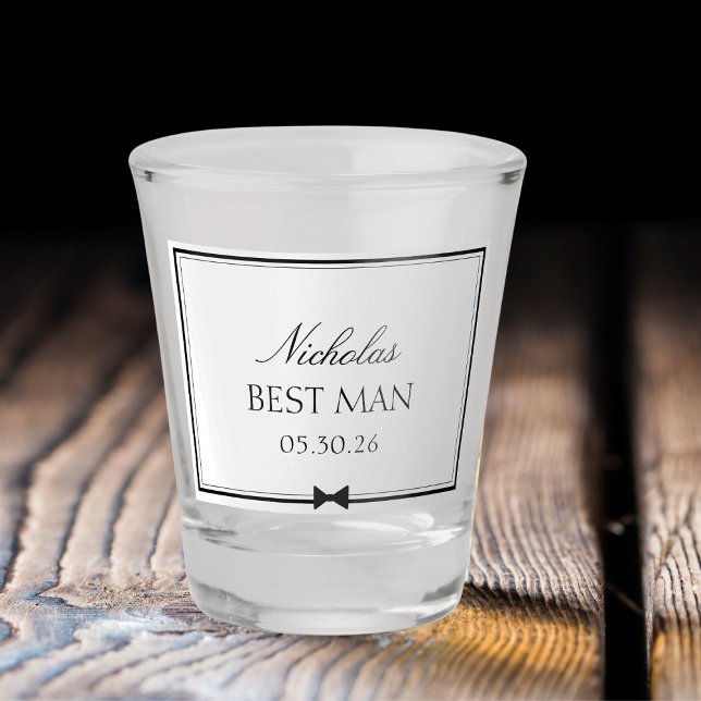 Verre A Shot Tied Noeud Papillon Classique Personnalisé Témoins (Kick off wedding vibes with this personalized shot glass! Perfect best man gift for the big day.)