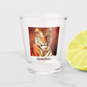 Verre A Shot Tiger Portrait Photo Nom personnalisé Cool