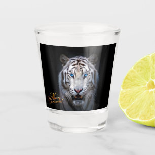 Verre A Shot Tigre blanc aux yeux bleus Joyeux Noël