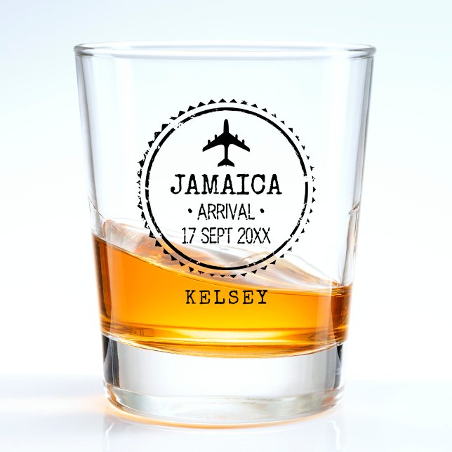 Verre A Shot Timbre de passeport mariage de destination Jamaïqu (Passport Stamp Jamaica Destination Wedding Shot Glass
)