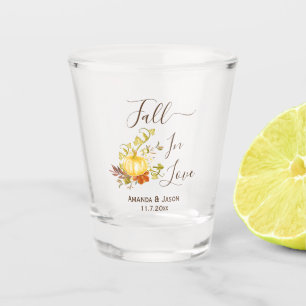 Verre A Shot Tomber amoureux Aquarelle Citrouille pour le mari