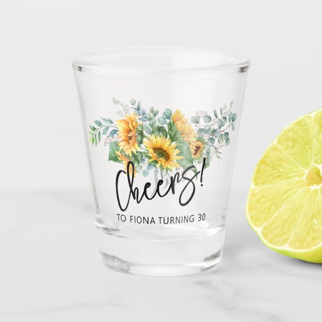 Verre A Shot Tournesol rustique Eucalyptus Vert Personnalisé (Devant)