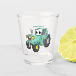 Verre A Shot Tracteur vert heureux dessin animé mignon