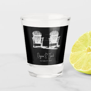 Verre A Shot Transats Mariage moderne noir et blanc