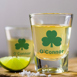 Verre A Shot Trèfle vert irlandais Nom de famille personnalisé
