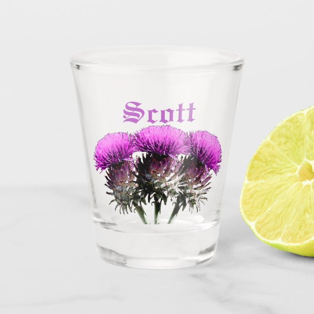 Verre A Shot Trois chardons écossais personnalisables (Devant)