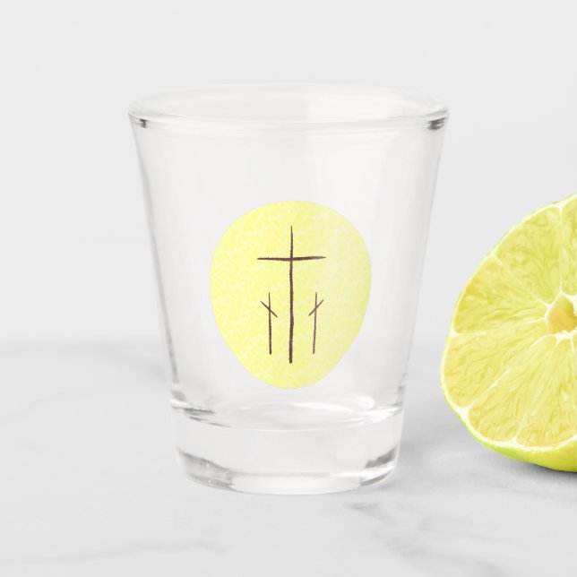 Verre A Shot Trois croix sur Calvaire Jaune (Devant)
