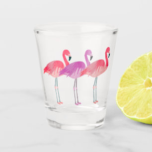 Verre A Shot Trois Flamants roses