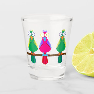 Verre A Shot Trois perroquets de dessins animés