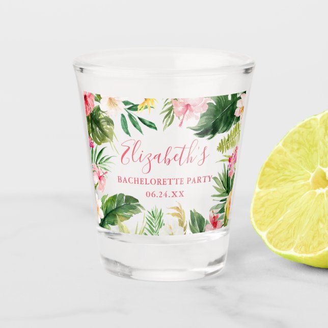 Verre A Shot Tropical Floral Pink Bachelorette Party (Devant)
