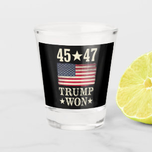 Verre A Shot Trump a gagné 2024 45 47e Président Drapeau États-