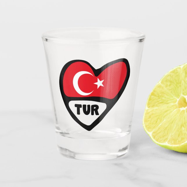 Verre A Shot Turquie Code Pays Drapeau Coeur, TUR (Devant)