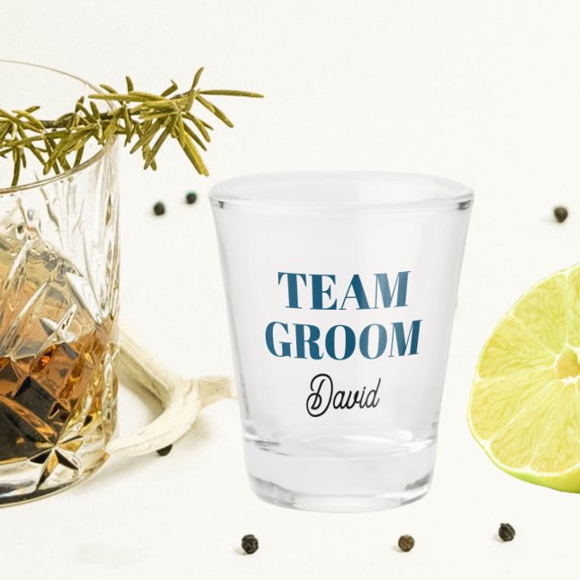Verre A Shot Turquoise Blue Mariage Team Groom Personnalisé (In Situ)