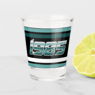 Verre A Shot turquoise de bande rétro 1985