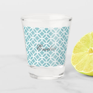 Verre A Shot Turquoise Motif diamant Personnalisé