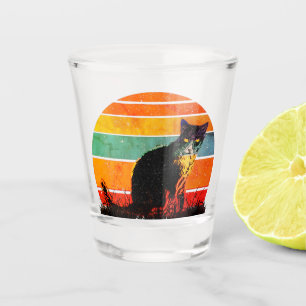 Verre A Shot Tuxedo Chat Retro Style Sunset Vintage