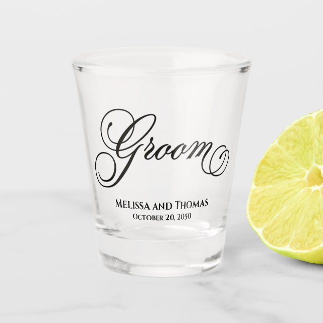 Verre A Shot Typographie mariage Mariée Calligraphie Personnali (Devant)