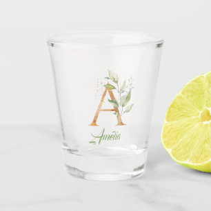 Verre A Shot Une parties scintillant d'or d'eucalyptus monogram