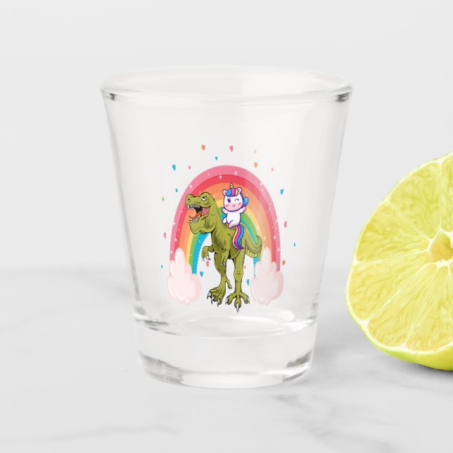 Verre A Shot Unicorn équitation Dinosaur (Devant)