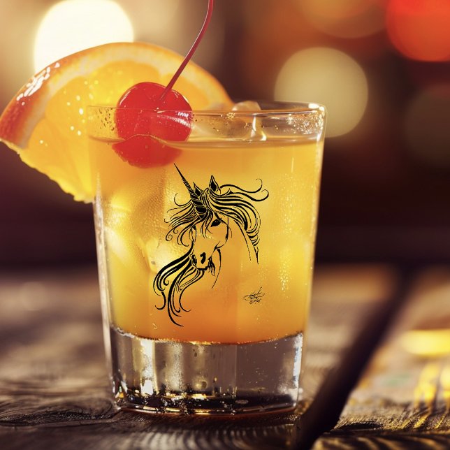 Verre A Shot Unicorne d'encre noire tribale (Créateur téléchargé)