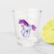 Unicorne violette et bleue