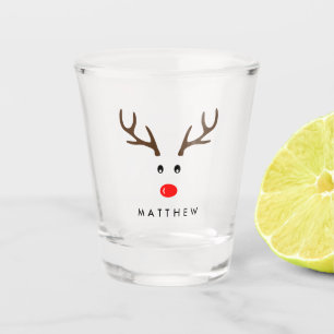 Verre A Shot Vacances nommées personnalisées de Noël de renn