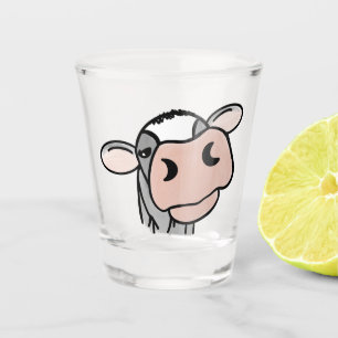 Verre A Shot vache de dessin animé noir blanc rose baiser gris 